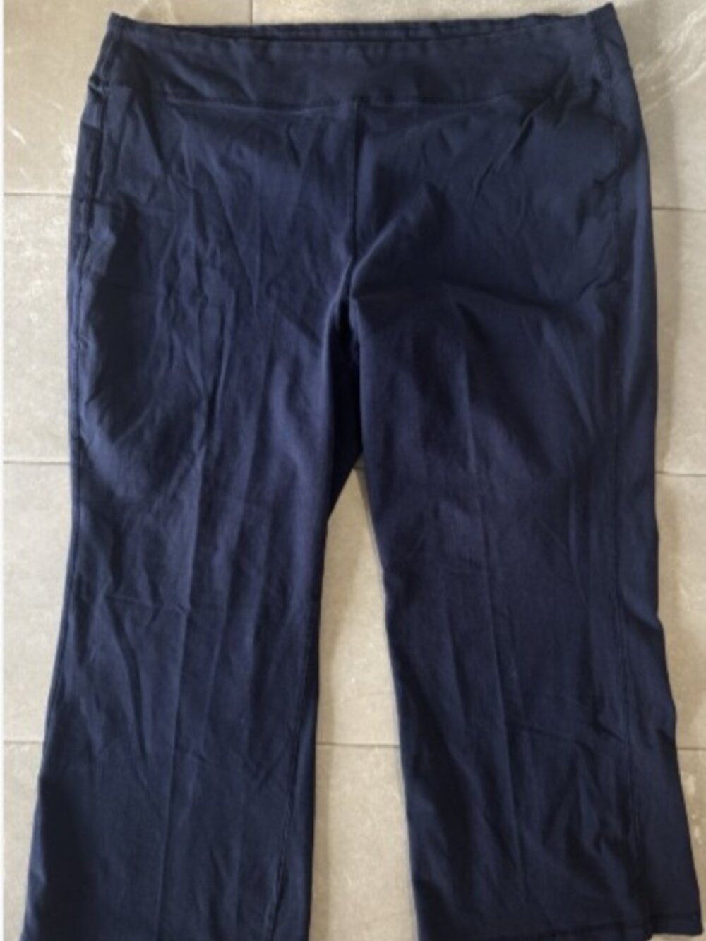 Woman Within Plus Knit Pants size 3X Blue Wide Leg Elastic Waist Stretch 30/32